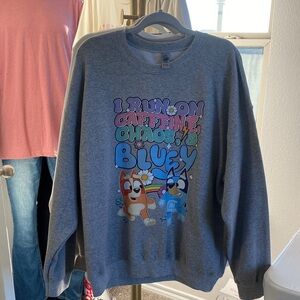 Gildan Gray Crewneck Sweater with Bluey Graphic